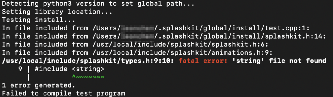 string error during global install